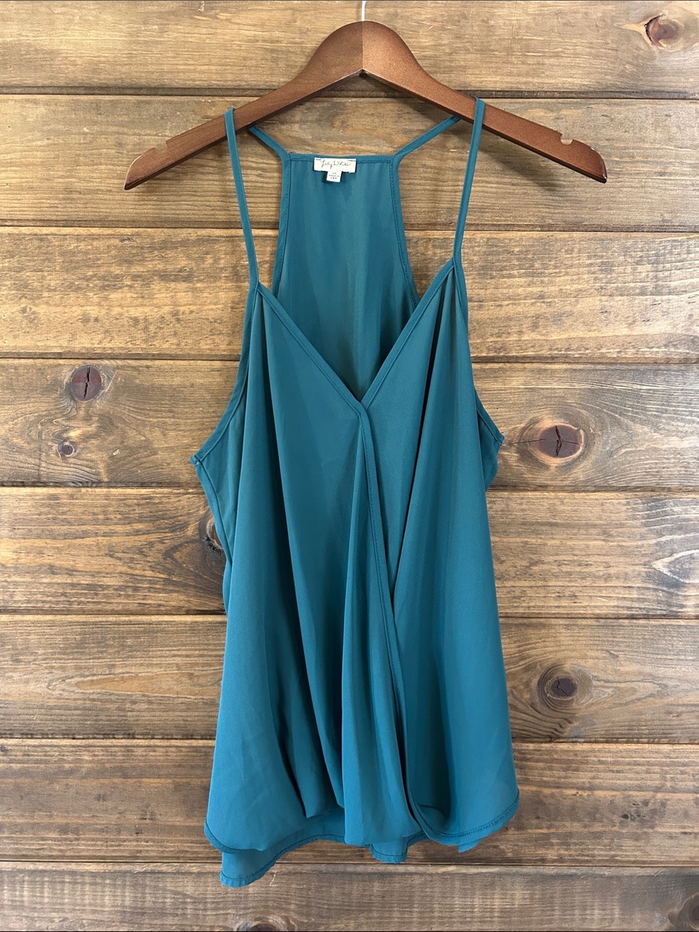 Lily White green Draped Faux-Wrap Spaghetti Strap Camisole